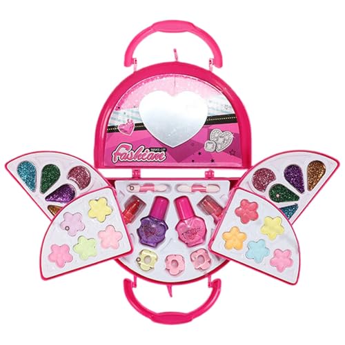 Luckywaqng Kids Makeup Kit for Girls Washable Real Play Make Up for Little Girls Cosmetic Beauty Toddler Dress Up Set Birthday Toys for 4 6 Years Kids 10ml Zählrahmen (Red, One Size) von Luckywaqng