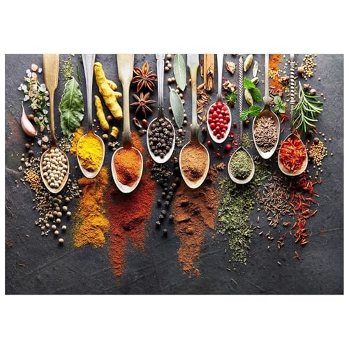 Luckywaqng Kitchen Dining Room Canvas Wall Decor Art Colorful And Spoons Wall Art For Kitchen Modern Kitchen Pictures Wall Decor Dining Room Art Wall Painting Canvas Wall Art Poster Set (Dark Gray, M) von Luckywaqng