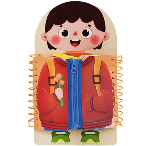 Luckywaqng Learn to Dress Boards Educational Shoe Tying for Kids Learn to Button Buckle Zip Snap Multilayered Montessori Toys for Preschool Toddler 38 Years Old Boy Learn to Dress (A, One Size) von Luckywaqng