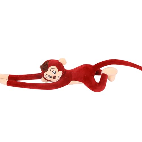 Luckywaqng Monkey Plush Toy Long Arm Hanging Monkey Curtain Monkey Doll Home Decoration Children's Waldtier Plüschtier (Red, One Size) von Luckywaqng
