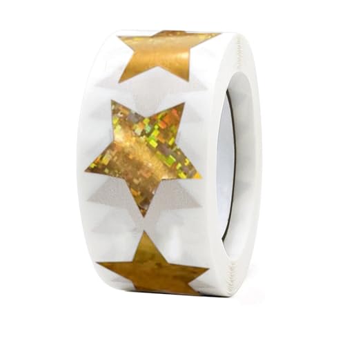 Luckywaqng Multi Auto 500 Stück goldene Sternaufkleber für in der Schule, Klassenzimmer, 2,5 cm, Selbstklebende goldene Sternaufkleber, glitzernde glitzernde Sternaufkleber für Lehrer, (A, S) von Luckywaqng