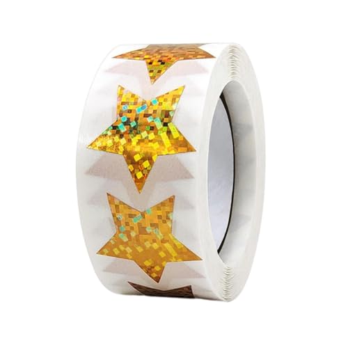 Luckywaqng Multi Auto 500 Stück goldene Sternaufkleber für in der Schule, Klassenzimmer, 2,5 cm, Selbstklebende goldene Sternaufkleber, glitzernde glitzernde Sternaufkleber für Lehrer, (B, S) von Luckywaqng
