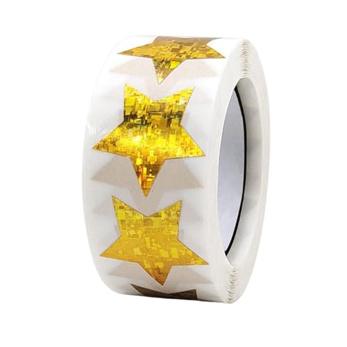 Luckywaqng Multi Auto 500 Stück goldene Sternaufkleber für in der Schule, Klassenzimmer, 2,5 cm, Selbstklebende goldene Sternaufkleber, glitzernde glitzernde Sternaufkleber für Lehrer, (C, S) von Luckywaqng