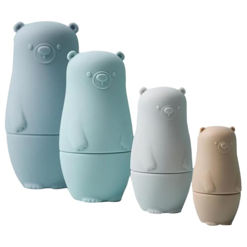 Luckywaqng Pädagogisches Matrjoschka-Set für Kinder – Stapelspielzeug mit Vier Schichten, kreatives Lernen und Spielen im Matroschka-Stil aus Holz Baby Kleinkindspielzeug (Blue, One Size) von Luckywaqng