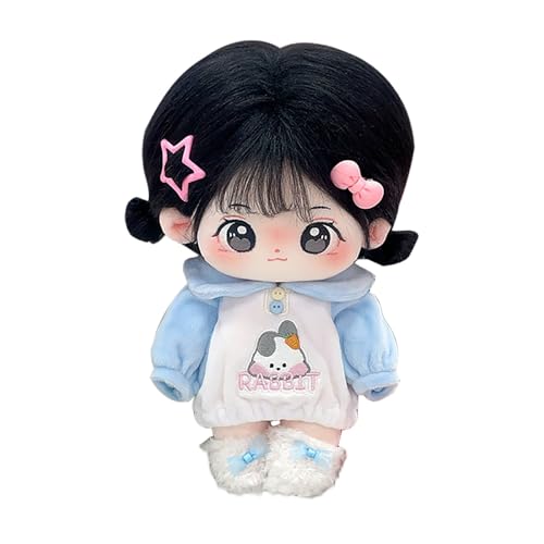 Luckywaqng Plush Doll 20cm Cute Cotton Doll with Skeleton Anime Plushies Soft Stuffed Dress Up Doll Kawaii Plush Toys Come with Doll Clothes 10ml Bett Puppenbett (Blue, One Size) von Luckywaqng