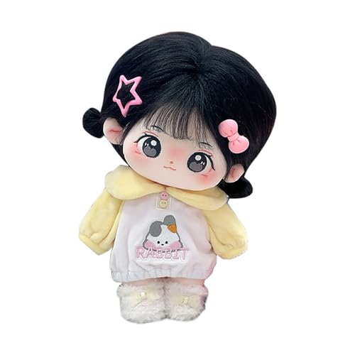 Luckywaqng Plush Doll 20cm Cute Cotton Doll with Skeleton Anime Plushies Soft Stuffed Dress Up Doll Kawaii Plush Toys Come with Doll Clothes 10ml Bett Puppenbett (Yellow, One Size) von Luckywaqng