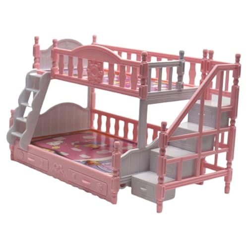 Luckywaqng Pretend Play Toy Fun Realistic Plastic Cute Doll House Furniture Bunk Bed for Girls Pretend Play Toy Lernuhren (Pink, One Size) von Luckywaqng