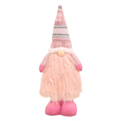 Luckywaqng Retractable Santa Dolls Merry Christmas Decorations for Home Faceless Elderly Dolls for Children Puppenhaus (Pink, One Size) von Luckywaqng