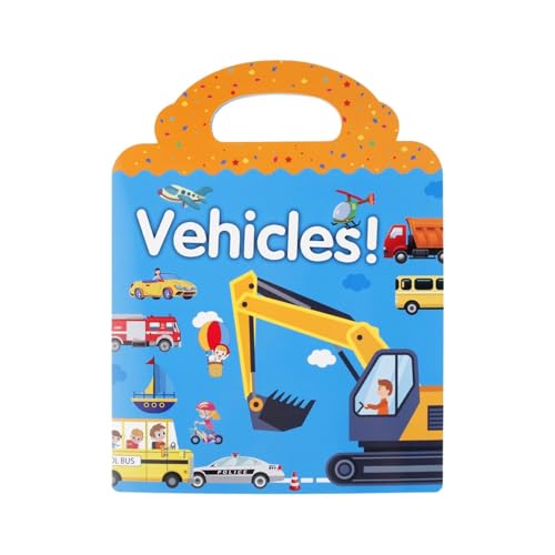 Luckywaqng Reusable Sticker Book For Kids Vehicles Truck Stickers Educational Learning Toys Travel Stickers Activity Books For Toddler Girls Boys Age + Birthday Kleinkindspielzeug Für (Blue, One Size) von Luckywaqng