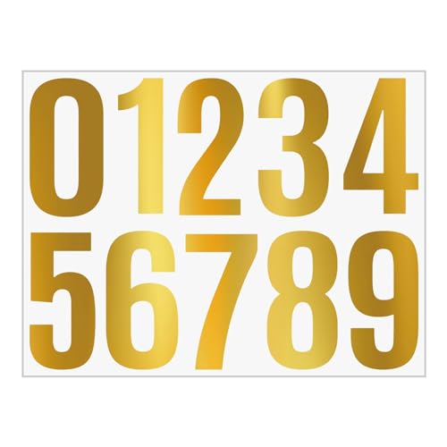 Luckywaqng Schild Gestalten 4 Inch Number Vinyl Label Stickers Self Adhesive Number Decals Large Mailbox Number Signs Number Labels for Car Home Multicolor Felgenrandaufkleber Auto (Gold, One Size) von Luckywaqng