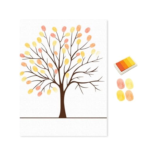 Luckywaqng Sign In Fingerprints Tree Canvas Guest Book Fingerprint Painting Creative Tree Fingerprints Painting Decor for Wedding with Ink Pads Scrapbooking (Yellow, One Size) von Luckywaqng