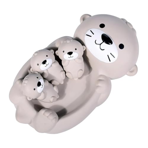 Luckywaqng Toy Set 1 Mother and 3 Baby Family Tub Toy Parent Child Floating Water Toy Soft Bathtub Toy for Babies Bastelschürzen Kittel (Grey, One Size) von Luckywaqng