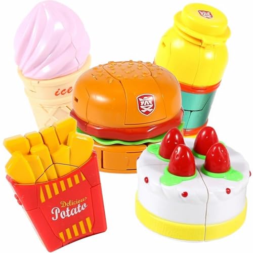 Luckywaqng Transforming Robot Toys Hamburger French Fries & More Early Educational Brain for Kids & Adults Multicolor Bit ProgrammierRoboter Experimentierkasten (F, One Size) von Luckywaqng