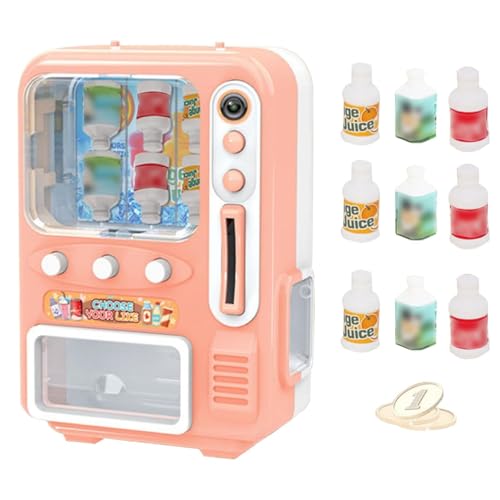 Luckywaqng Vending Machine Drink Vending Machine Cute Plastic Things with Game ＆ Drinks Prop for Doll House Furniture Decor.(Blue and Pin K Random) Puppenhaus Möbel (Pink, One Size) von Luckywaqng