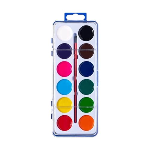 Luckywaqng Watercolor Paint Set for Kids Washable Paints In 12 Colors with Paintbrush Fun and Learning Tool for Home and School Ideal Water Paints for Kids and Watercolo Lernuhren (White, One Size) von Luckywaqng