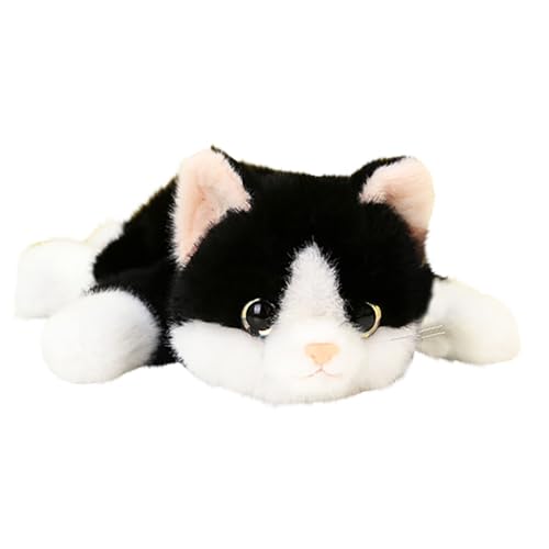Luckywaqng Weighted Cat Stuffed Animals 0.6 Lbs Cute Realistic Plush Toys 11.8 Inch Soft Plushies for Kids Puppenkleidung 43 cm Junge (Black, One Size) von Luckywaqng
