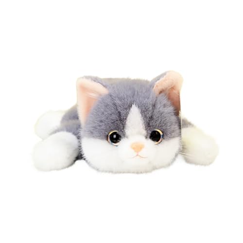 Luckywaqng Weighted Cat Stuffed Animals 0.6 Lbs Cute Realistic Plush Toys 11.8 Inch Soft Plushies for Kids Puppenkleidung 43 cm Junge (Grey, One Size) von Luckywaqng