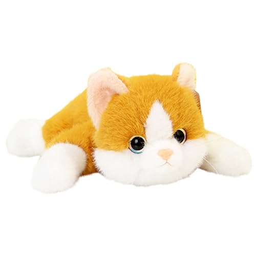 Luckywaqng Weighted Cat Stuffed Animals 0.6 Lbs Cute Realistic Plush Toys 11.8 Inch Soft Plushies for Kids Puppenkleidung 43 cm Junge (Yellow, One Size) von Luckywaqng