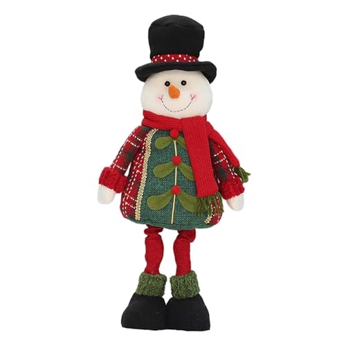 Luckywaqng Weihnachtsdekorationen Weihnachtsmann Schneemann Rentier Puppe mit ausziehbaren Beinen Plüschpuppe stehend Weihnachtsfigur Deutschsprachig (A, One Size) von Luckywaqng