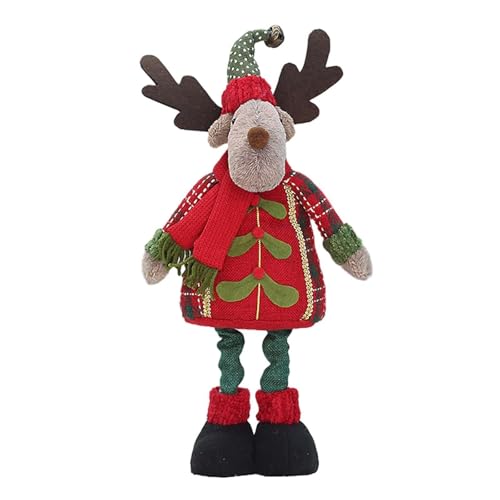 Luckywaqng Weihnachtsdekorationen Weihnachtsmann Schneemann Rentier Puppe mit ausziehbaren Beinen Plüschpuppe stehend Weihnachtsfigur Deutschsprachig (B, One Size) von Luckywaqng