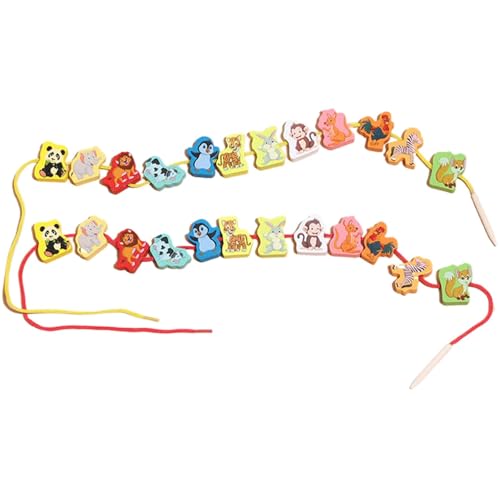 Luckywaqng Wooden Lacing Beads 24Pieces Motor Skills Toys for 3 Year Old Motor Toys Lacing Beads for Toddlers Occupational Toys for Toddlers Kleinkindspielzeug Auto (Rose Gold, One Size) von Luckywaqng