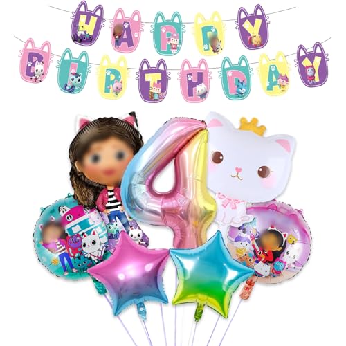 4 Jahre Luftballons Geburtstag Deko Mädchen- Doll House Kinder Ballon Geburtstagsdeko 4 Jahr Katze Folienballon Girlande Happy Birthday Banner Partyzubehör für Kindergeburtstag Party Supplies Deko 4 Jahre Luftballons Geburtstag Deko Mädchen- Doll House Kinder Ballon Geburtstagsdeko 4 Jahr Katze Folienballon Girlande Happy Birthday Banner Partyzubehör für Kindergeburtstag Party Supplies Deko von Luclay