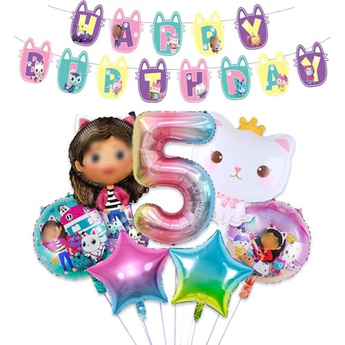 5 Jahre Luftballons Geburtstag Deko Mädchen- Doll House Kinder Ballon Geburtstagsdeko 5 Jahr Katze Folienballon Girlande Happy Birthday Banner Partyzubehör für Kindergeburtstag Party Supplies Deko 5 Jahre Luftballons Geburtstag Deko Mädchen- Doll House Kinder Ballon Geburtstagsdeko 5 Jahr Katze Folienballon Girlande Happy Birthday Banner Partyzubehör für Kindergeburtstag Party Supplies Deko von Luclay