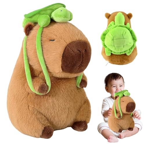 Capybara Kuscheltier- 35cm Capybara Plüschtier mit Schildkrötenrucksack Niedliches Spielzeug Stofftier Plushie Plüschpuppe Cartoon Animal Kuscheltie Geschenk für Kinder Jungen Mädchen Babys Geschenke von Luclay
