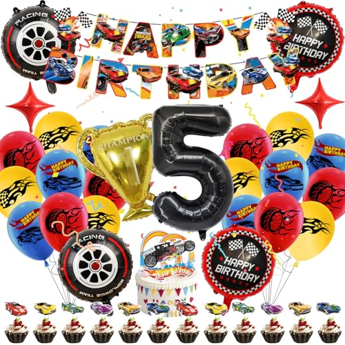 Luclay Fire Wheel Luftballons 5 Jahre Kinder Geburtstag Deko Mädchen - 40Pcs Geburtstagsdeko Hintergrund, Latexballons Tortendeko Geburtstag, Folienballon Racing Car für Party, Kindergeburtstage Luclay Fire Wheel Luftballons 5 Jahre Kinder Geburtstag Deko Mädchen - 40Pcs Geburtstagsdeko Hintergrund, Latexballons Tortendeko Geburtstag, Folienballon Racing Car für Party, Kindergeburtstage von Luclay