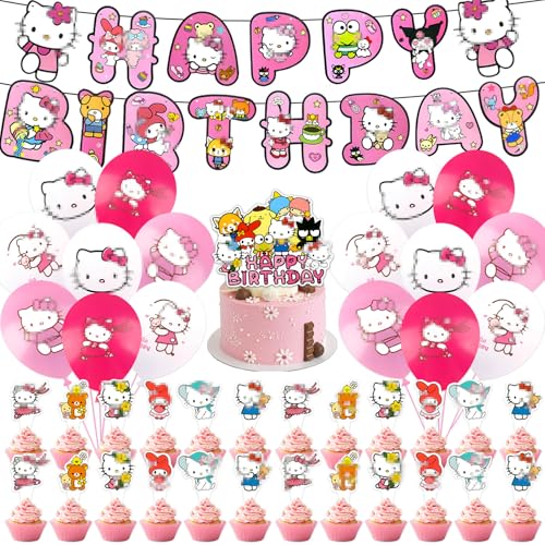 Geburtstags Deko Ballons- Kitty Rosa Luftballons Kindergeburtstag Dekoration Luftballons Party Supplies mit Birthday Banner Tortendeko Geburtstags Party Dekorationen für Kinder Mädchen Babypartys Geburtstags Deko Ballons- Kitty Rosa Luftballons Kindergeburtstag Dekoration Luftballons Party Supplies mit Birthday Banner Tortendeko Geburtstags Party Dekorationen für Kinder Mädchen Babypartys von Luclay