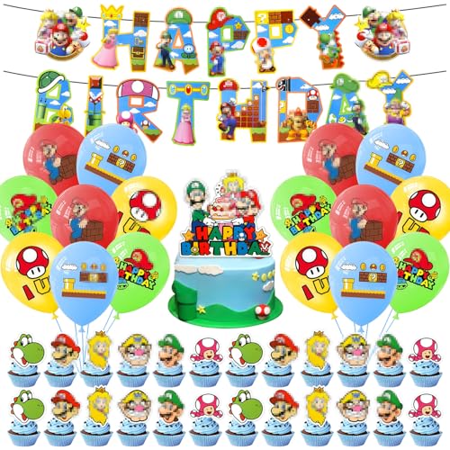 Geburtstags Deko Luftballons- Bros Ballons Kindergeburtstag Dekoration Luftballons Party Supplies mit Birthday Banner Tortendeko Geburtstags Party Dekorationen für Kinder Mädchen Babypartys Geburtstags Deko Luftballons- Bros Ballons Kindergeburtstag Dekoration Luftballons Party Supplies mit Birthday Banner Tortendeko Geburtstags Party Dekorationen für Kinder Mädchen Babypartys von Luclay