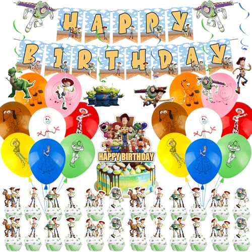 Geburtstags Deko Luftballons- Cartoon Ballons Kindergeburtstag Dekoration Luftballons Party Supplies mit Birthday Banner Tortendeko Geburtstags Party Dekorationen für Kinder Mädchen Babypartys von Luclay
