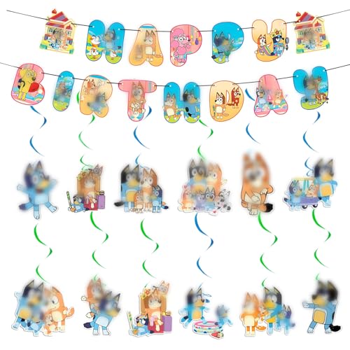 Kinder Geburtstag Deko - Happy Birthday Banner und Swirl Decorations - 13 Stück Geburtstagsdeko Hintergrund für Kindergeburtstag Thema Party Deko Kinder Geburtstag Deko - Happy Birthday Banner und Swirl Decorations - 13 Stück Geburtstagsdeko Hintergrund für Kindergeburtstag Thema Party Deko von Luclay