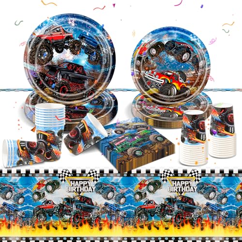 Kinder Partygeschirr Set Trucks- Autos Pappteller Kindergeburtstag Deko Cars Partygeschirr Set Geburtstagsdeko Party Tableware Supplies Kit mit Teller Tischdecke Servietten Tassen für Jungen Kinder Kinder Partygeschirr Set Trucks- Autos Pappteller Kindergeburtstag Deko Cars Partygeschirr Set Geburtstagsdeko Party Tableware Supplies Kit mit Teller Tischdecke Servietten Tassen für Jungen Kinder von Luclay