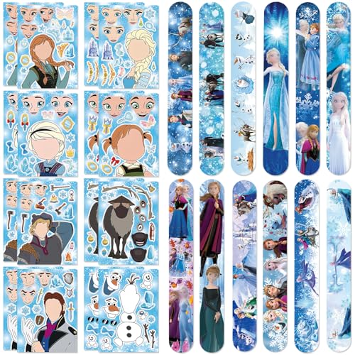 Luclay Froze Queen 28 Stück Pinata Füllung Spielzeug, Schnapparmband Kinder Aufkleber Geschenktüten, Party Mitgebsel Kindergeburtstag Set, Party Geschenke Mitbringsel für Mädchen Jungen von Luclay