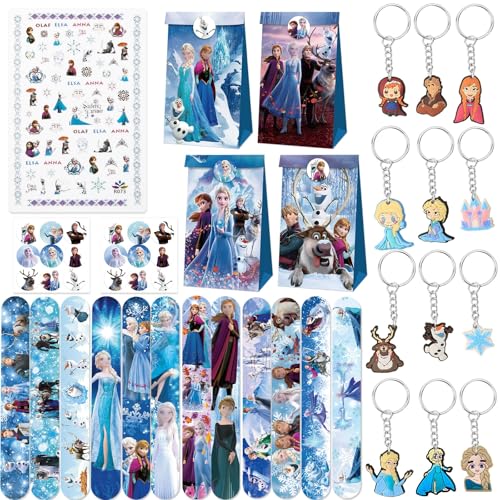 Luclay Froze Queen 55 Stück Pinata Füllung Spielzeug, Schnapparmband Kinder Aufkleber Abzeichen Geschenktüten, Party Mitgebsel Kindergeburtstag Set, Party Geschenke Mitbringsel für Mädchen Jungen von Luclay