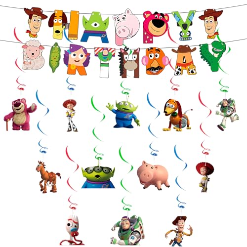 Toy Inspired Story Geburtstagsdeko- Bunting Girlande Hängende Dekoration-Geburtstagsparty Deko Happy Birthday Banner Deko, Gute zum Geburtstag Banner Deko für Toy Thema Kindergeburtstag Party Supplies Toy Inspired Story Geburtstagsdeko- Bunting Girlande Hängende Dekoration-Geburtstagsparty Deko Happy Birthday Banner Deko, Gute zum Geburtstag Banner Deko für Toy Thema Kindergeburtstag Party Supplies von Luclay