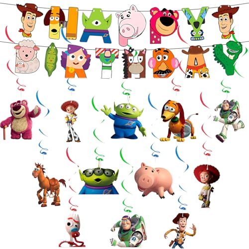 Toy Inspired Story Geburtstagsdeko- Bunting Girlande Hängende Dekoration-Geburtstagsparty Deko Happy Birthday Banner Deko, Gute zum Geburtstag Banner Deko für Toy Thema Kindergeburtstag Party Supplies von Luclay