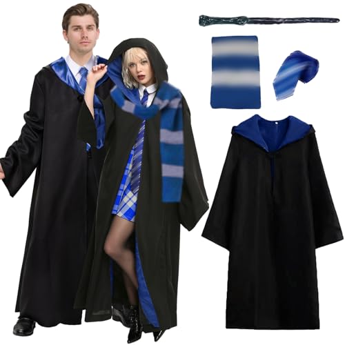 Magic Robe7 Zauberer Robe für Erwachsene, 4PCS Umhang Zauberer Cosplay Kostüm für Erwachsene, Magier Robe, with Cape, Magic Wand,Scarf, Tie, Halloween Wizard Costume for Cosplay, Carnival, Fancy Dress Magic Robe7 Zauberer Robe für Erwachsene, 4PCS Umhang Zauberer Cosplay Kostüm für Erwachsene, Magier Robe, with Cape, Magic Wand,Scarf, Tie, Halloween Wizard Costume for Cosplay, Carnival, Fancy Dress von Luclay