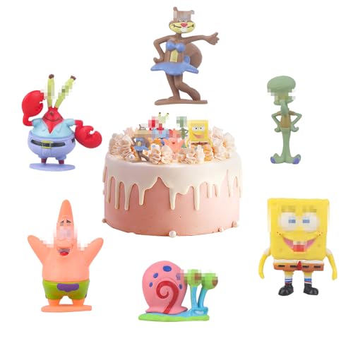 Luclay Mini Figuren Set-6 Pcs Cake Tortenfiguren Geburtstagstorte Dekoration Puppendekoration Aquarium Deko Cartoons Kuchen Deco Cupcake Toppers Modell Spielzeug für Kinder Junge von Luclay