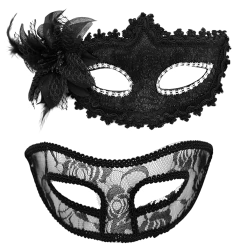 Luclay Venezianische Maske 2 Stück für Damen Herren perfekt für Maskerade kostüm Karnevals partys Fasching Halloween von Luclay