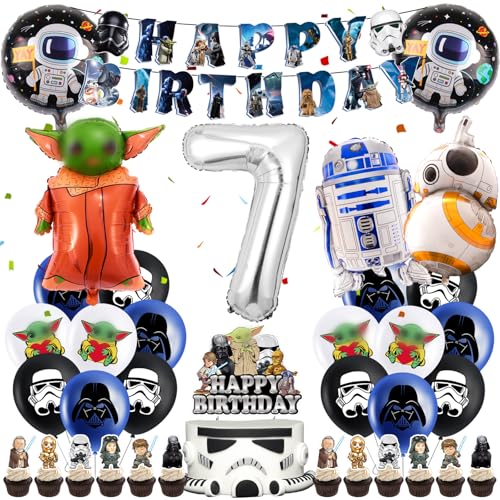 Luftballons Star Krieg Geburtstag Deko 7 Jahre Jungen- Sterne Wars Geburtstagsdeko 7 Jahr Yod Ballon Kindergeburtstag Girlande Tortendeko Roboter Folienballons Birthday Banner für Party Supplies Deko Luftballons Star Krieg Geburtstag Deko 7 Jahre Jungen- Sterne Wars Geburtstagsdeko 7 Jahr Yod Ballon Kindergeburtstag Girlande Tortendeko Roboter Folienballons Birthday Banner für Party Supplies Deko von Luclay