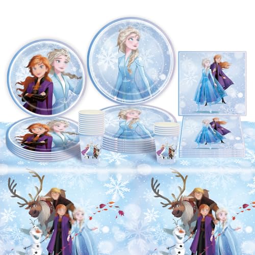 Pappteller Kindergeburtstag Deko- 51PCS Eisprinzessin Partygeschirr Set Ice Prinzessin Geburtstagsdeko Party Tableware Supplies mit Teller Tischdecke Servietten Tassen für Mädchen Kinder Babypartys Pappteller Kindergeburtstag Deko- 51PCS Eisprinzessin Partygeschirr Set Ice Prinzessin Geburtstagsdeko Party Tableware Supplies mit Teller Tischdecke Servietten Tassen für Mädchen Kinder Babypartys von Luclay