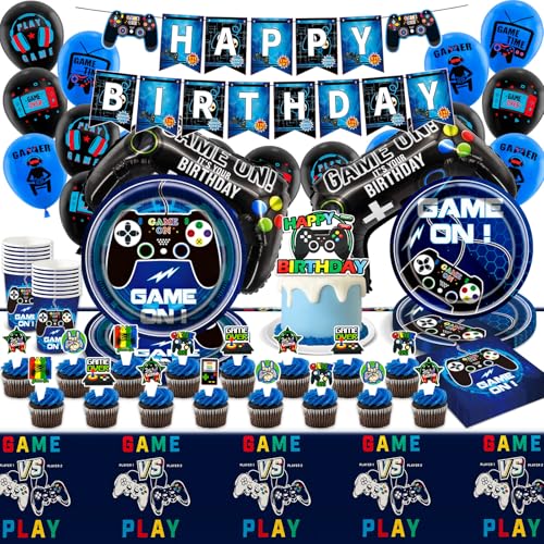 Party Geburtstags Deko Gamer-83Pcs Videospiel Ballons Geschirr Pappteller Tischdecke Banner Geburtstags Birthday Cake Topper Tableware Supplies Servietten Tassen für Kindergeburtstag Junge Mädchen Party Geburtstags Deko Gamer-83Pcs Videospiel Ballons Geschirr Pappteller Tischdecke Banner Geburtstags Birthday Cake Topper Tableware Supplies Servietten Tassen für Kindergeburtstag Junge Mädchen von Luclay