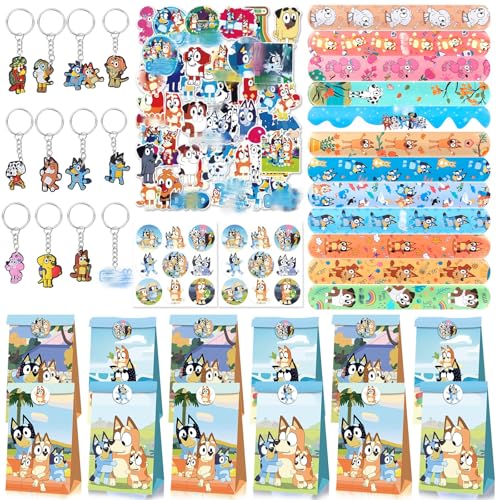 Party Mitgebsel Geschenke Kinder- Party Mitbringsel Kindergeburtstag Set Blua Favor Spielzeug mit Schnapparmband Stickers Abzeichen Geschenktüten Aufkleber Ostergeschenke Füllstoffe für Mädchen Jungen von Luclay