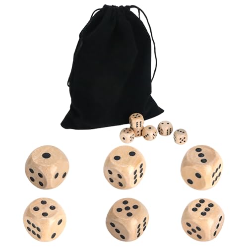 Lucywey 40 Stück Naturholz Spielwürfel 16mm 6-seitig,Holzwürfel mit Glatter Oberfläche & Abgerundeten Kanten Für Brettspiele, Partyspiel von Lucywey