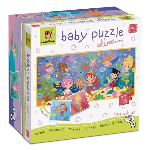 Ludattica - Baby Puzzle Meerjungfrauen - Puzzle 32 Teile Kinder 2+ - Zwei Spiele in einem - Größe 67 x 32 cm - Made in Italy von Ludattica