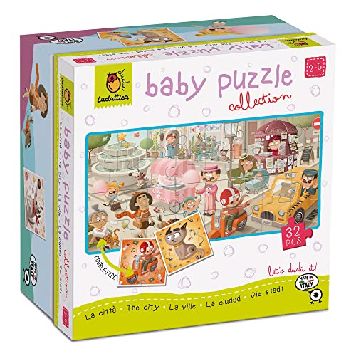 Ludattica - Babypuzzle Die Stadt - 32-teiliges Kinderpuzzle 2+ - Zwei Spiele in einem - Größe 67 x 32 cm - Made in Italy von Ludattica