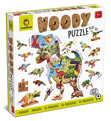 Ludattica 22143 Dinosaurios Puzzle aus Holz, Dinosaurier, 48 Teile von Ludattica