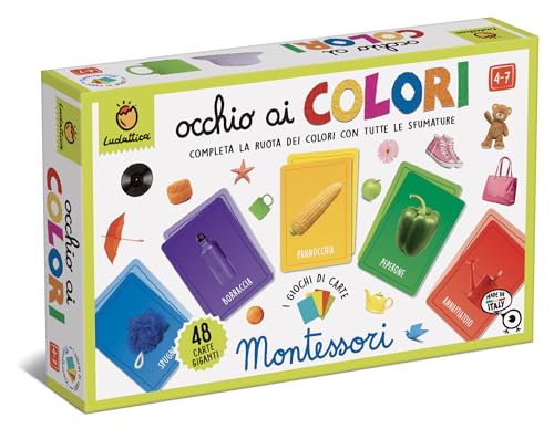 Ludattica - MONTESSORI SPIELE - Auge zu den Farben - Kartenspiel 4-7 Jahre - 48 großformatige Karten - Made in Italy von Ludattica
